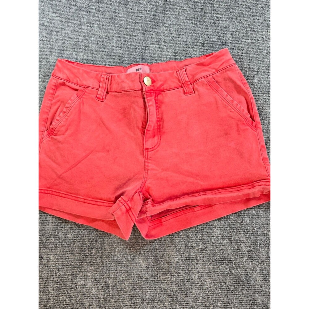 BKE High Waist Denim Shorts Womens 29 Coral Roll Hem Buckle Jean Shorts - Picture 1 of 5